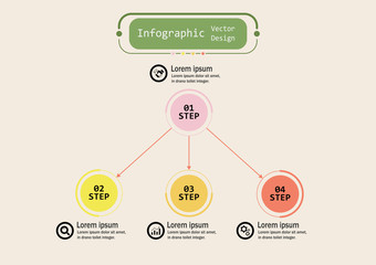 The infographic vector design template for illustration. Presentation business infographic template with 4 options. Creative concept for infographic. Used for layout, workflows, banners, web design.