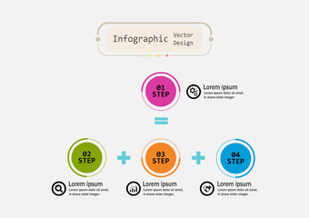 The infographic vector design template for illustration. Presentation business infographic template with 4 options. Creative concept for infographic. Used for layout, workflows, banners, web design.