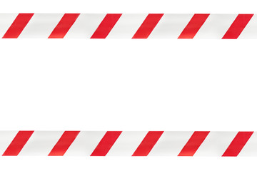 Two red and white warning stripes on an isolated white background. Concept for protecting people from coronavirus infection. Coronavirus, Covid-19