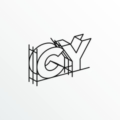Initial Letter CY with Architecture Graphic Logo Design