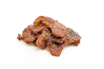 sun dried pork on white background