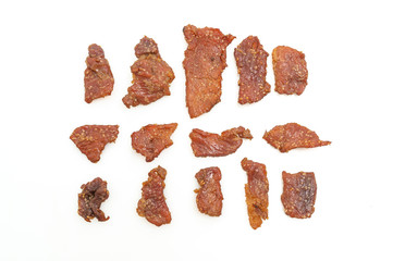 sun dried pork on white background