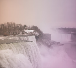 Beautiful Niagara falls, A view from Niagara State Park on American Falls.