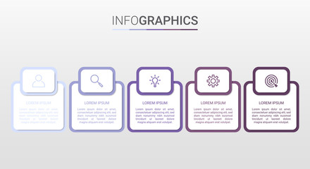 Obraz premium Business data visualization, infographic template with 5 steps on gray background, vector illustration