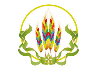 bunte Weizenähren im grünen Kreis