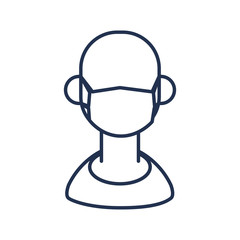 man with medical mask , line style icon