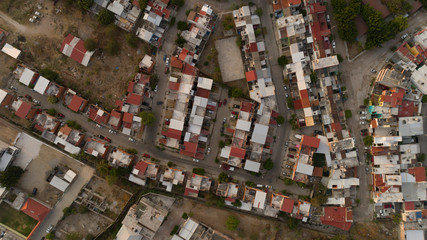 aerial view of colorful houses