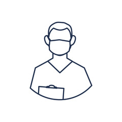 man doctor with medical face mask, medical staff , line style icon