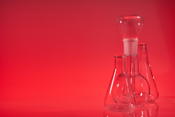 Chemical vessels. Glass flasks. Laboratory utensil.