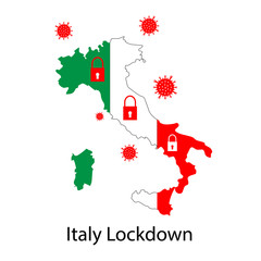 padlock italy lockdown disease corona virus banner poster