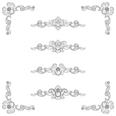 Classic Vitage Wedding Vector Ornaments frames Separator elements for Classic Vintage Wedding Invitation