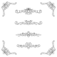 Classic Vitage Wedding Vector Ornaments frames Separator elements for Classic Vintage Wedding Invitation