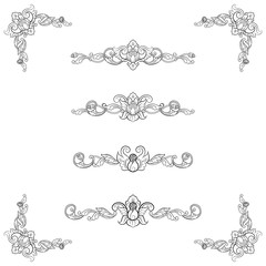 Classic Vitage Wedding Vector Ornaments frames Separator elements for Classic Vintage Wedding Invitation