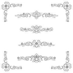 Classic Vitage Wedding Vector Ornaments frames Separator elements for Classic Vintage Wedding Invitation