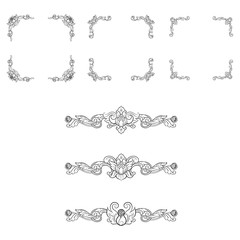 Classic Vitage Wedding Vector Ornaments frames Separator elements for Classic Vintage Wedding Invitation