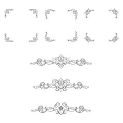 Classic Vitage Wedding Vector Ornaments frames Separator elements for Classic Vintage Wedding Invitation
