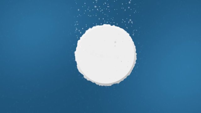 Effervescent Tablet with Tablet Text Dissolving in Water Animation