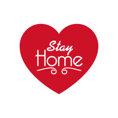 Stay home concept, heart with Lettering typography