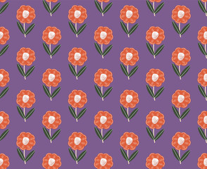 Fototapeta na wymiar Flowers flat vector seamless pattern. Floral pattern. 