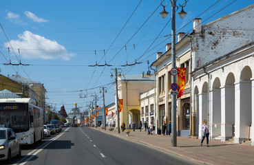 Fototapeta na wymiar Vladimir street with Golden Gate and Trinity Church on background