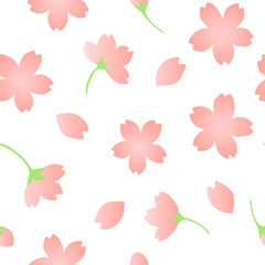 Vector seamless pattern, cherry blossom, 桜  パターン グラデーション　桜吹雪　