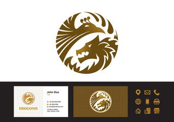 Dragon Phoenix Logo - Business Cards Design Vector