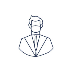 man doctor with medical face mask, medical staff , line style icon