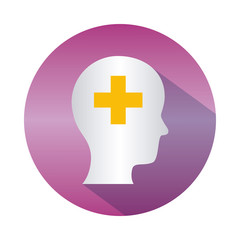 Mental health concept, head with medical cross icon, block gradient style