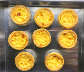 Egg tart in a tray 