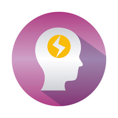 mental health concept, head with thunder icon, block gradient style