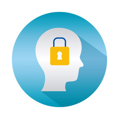 mental health concept, padlock on head icon, block gradient style