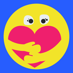 Yellow hug heart emotion icon. sending love hope cheerful save. The Coronavirus is affecting many countries and territories around the world 