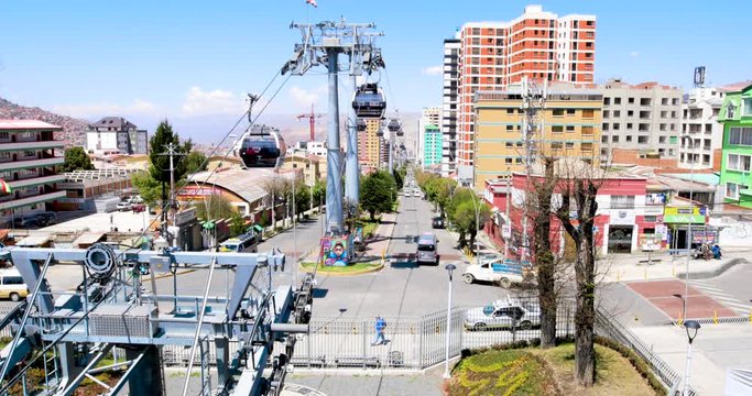 Bolivia La Paz Busch avenue white line cable car