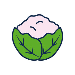 fruits and vegetables concept, coliflower icon, line and fill style