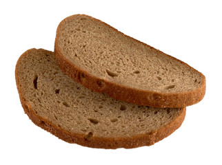 Two pieces of black bread isolated on a white background. clipping path.