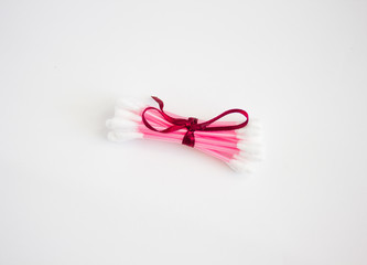 cotton buds, a set of cosmetic sticks on a white background