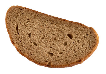 A slice of black bread isolated on a white background. clipping path.