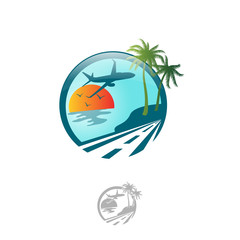 Vector island trendy and modern for travel symbol with color blue