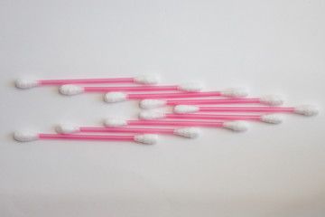 cotton buds, a set of cosmetic sticks on a white background