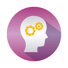 mental health concept, head with gears wheels icon over white background, block gradient style