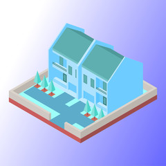 Isometric Vector Illustration Representing Real Estate House Buildings with Soft Color 1