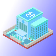 Isometric Vector Illustration Representing Hospital Building with Soft Color
