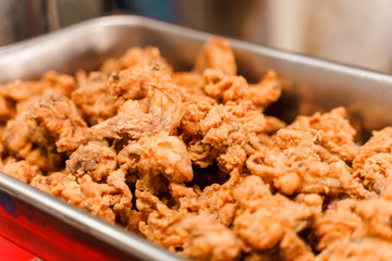 Fried Chicken served during a wedding buffet dinner.