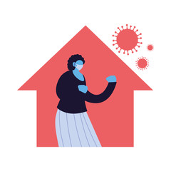 woman at home against increased coronavirus