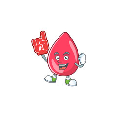 Cartoon character concept of red blood holding red foam finger