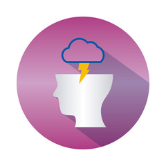 mental health concept, stormy cloud on head icon, block gradient style