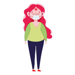 Woman with mask and headache vector design