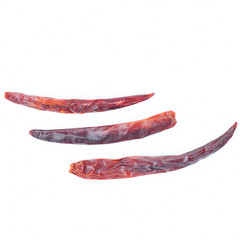 Red dried chilli isolated on white background as package design element
