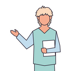 man doctor standing, medical staff, line and fill style icon