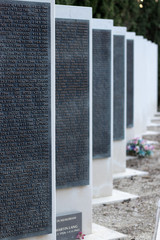 Obraz premium Iron memorials with names of fallen german world war two soldiers. Burried in a Croatian graveyard 